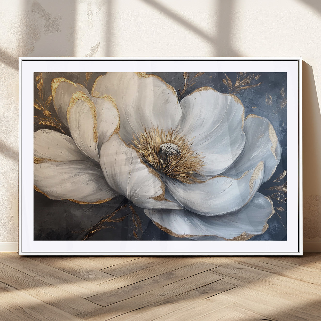 MGC-FP-36x24 - White Magnolia Flower Wall Art Canvas Print | Abstract Floral Wall Decor | Elegant Bloom Artwork |
