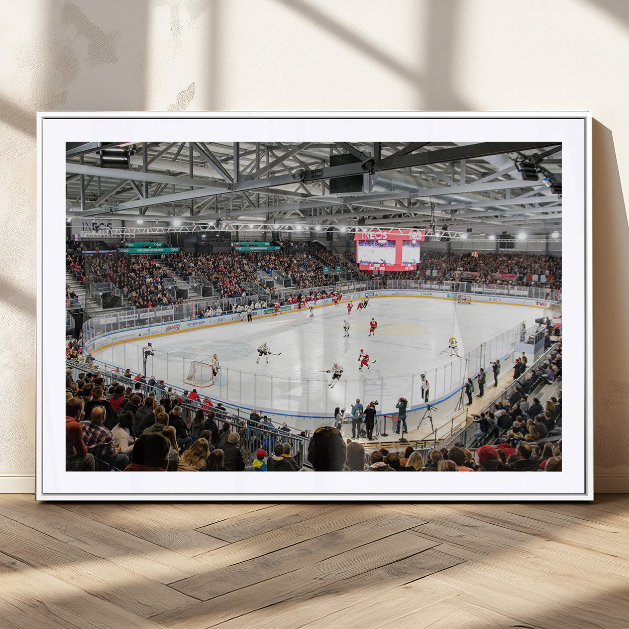 MGC-FP-36x24 - Lausanne Arena Ice Hockey Stadium Wall Art Canvas Print, Framed Lausanne Arena Ice Hockey Canvas