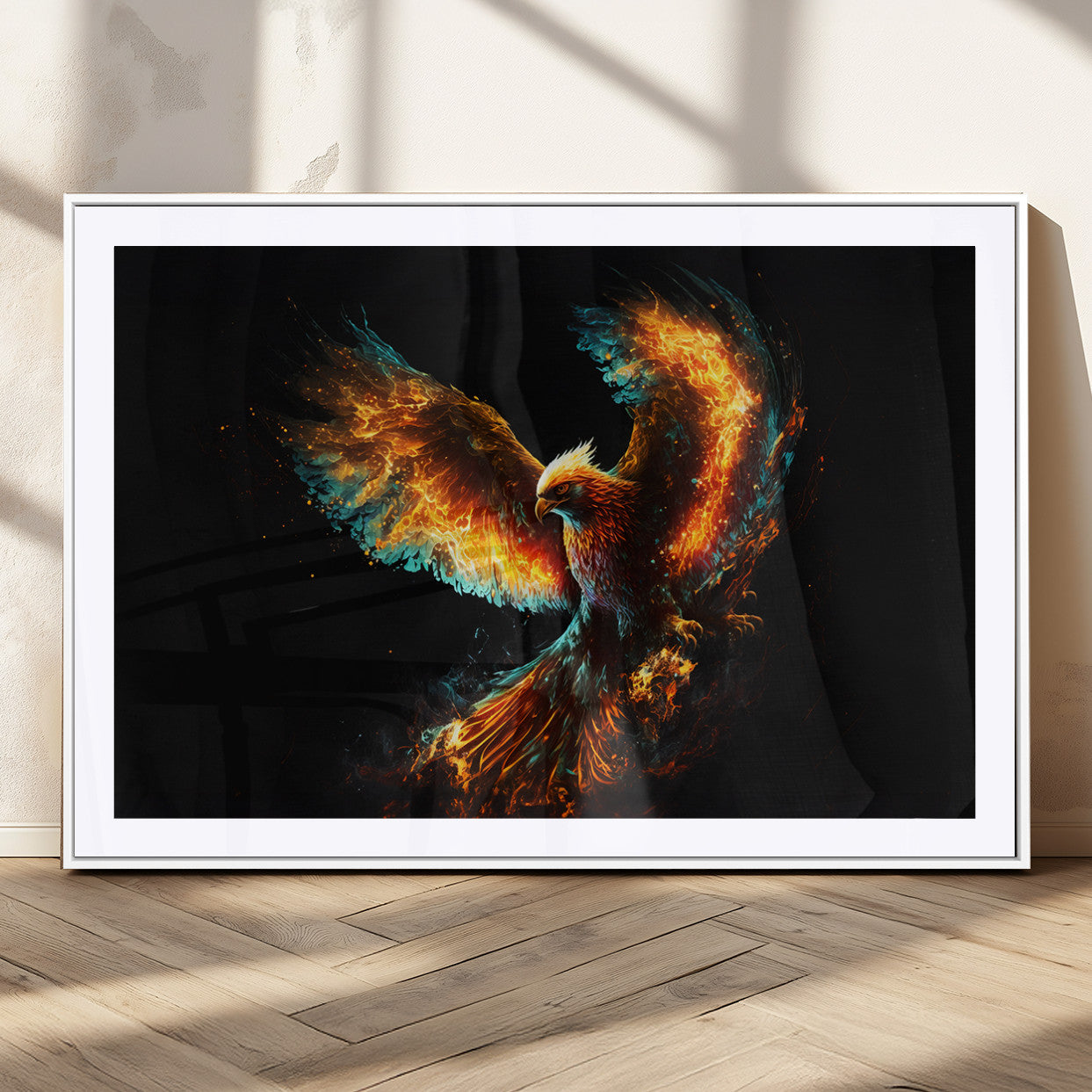 MGC-FP-36x24 - Fiery Phoenix Canvas Print | Ready to Hang Wall Art | Bold Fantasy Decor for Living Room | Majestic