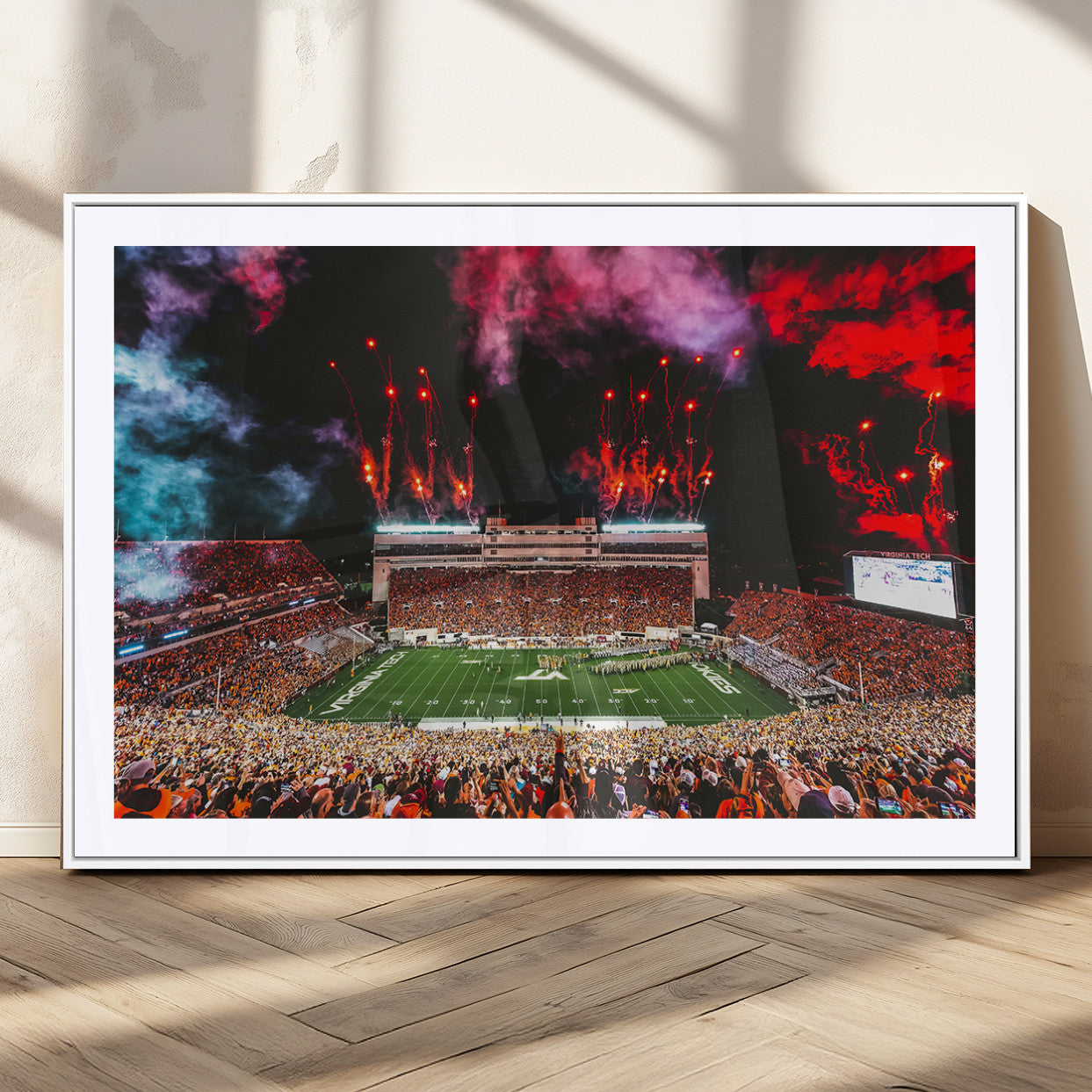 MGC-FP-36x24 - Virginia Tech Hokies Football Team Print - Blacksburg Lane Stadium Wall Art Canvas Print