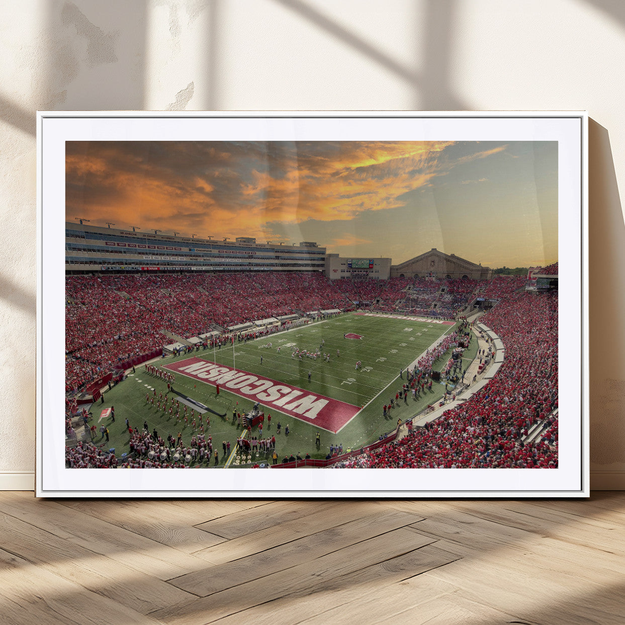 41472-MGC-FP-36x24_White-Camp Randall Stadium Wisconsin Badgers Large Wall Art Canvas Print | College Football Stadium Wall