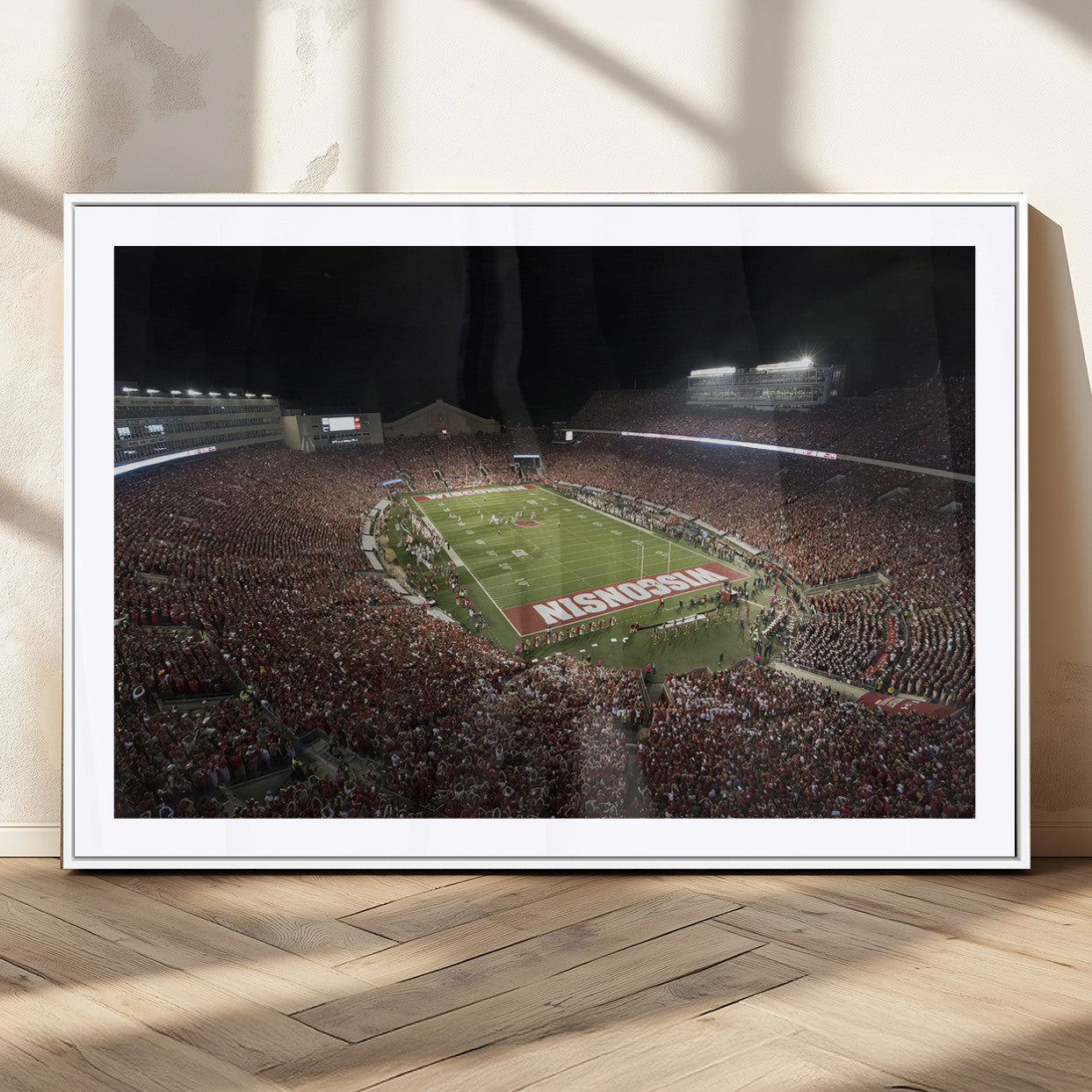 MGC-FP-36x24 - Wisconsin Badgers Football Team Print - Madison Camp Randall Stadium Wall Art Canvas Print