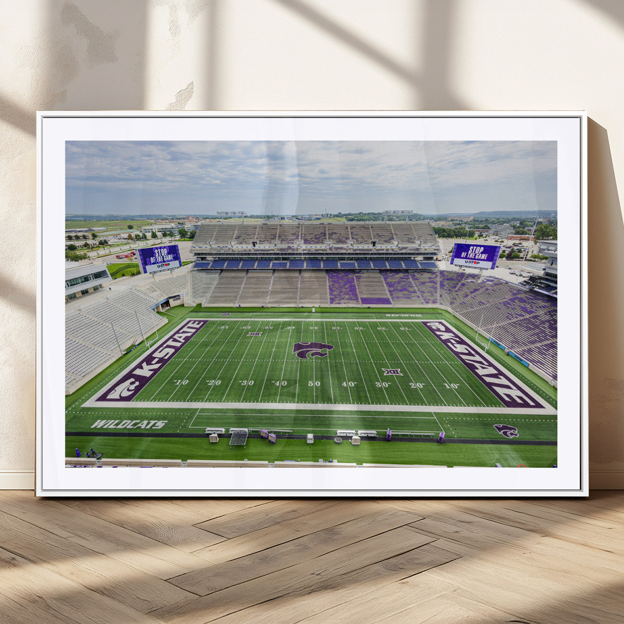 MGC-FP-36x24 - KState Wildcats Football Team Print - Manhattan Bill Snyder Family Football Stadium Wall Art Canvas