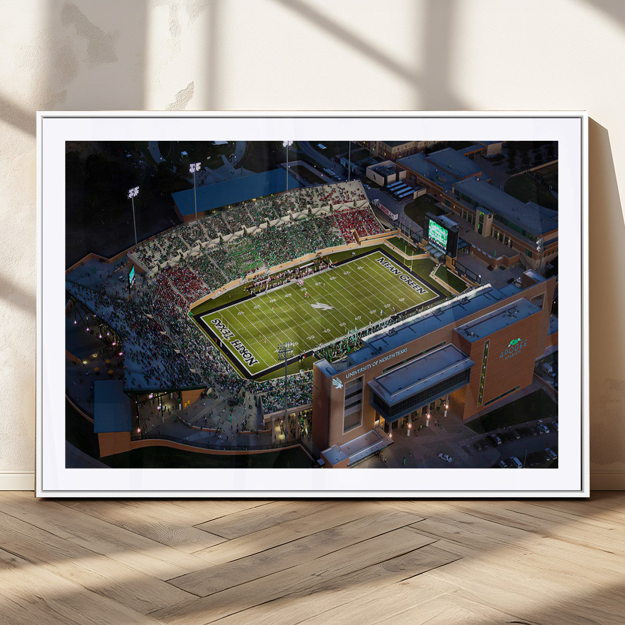 MGC-FP-36x24 - University of North Texas Mean Green Football Artwork, Football Team Print - Denton DATCU Stadium