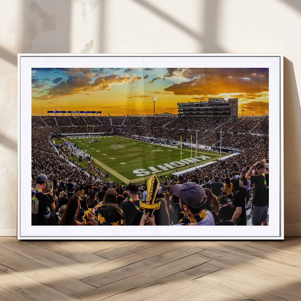 MGC-FP-36x24 - UCF Knights Football Team Print - Orlando FBC Mortgage Stadium, UCF Knights Wall Art Canvas Print