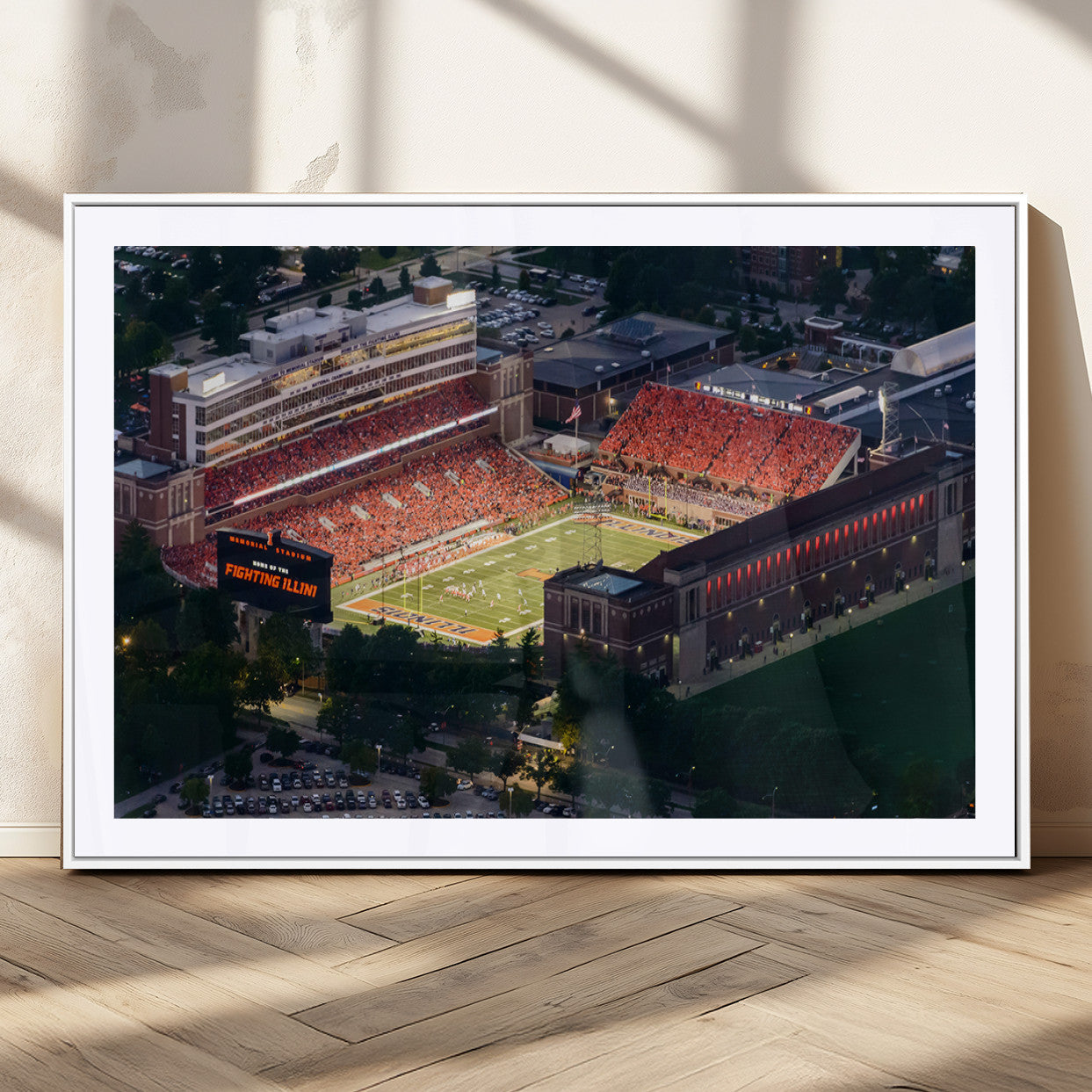 MGC-FP-36x24 - University of Illinois Fighting Illini Football Team Print - Champaign Illinois Memorial Stadium