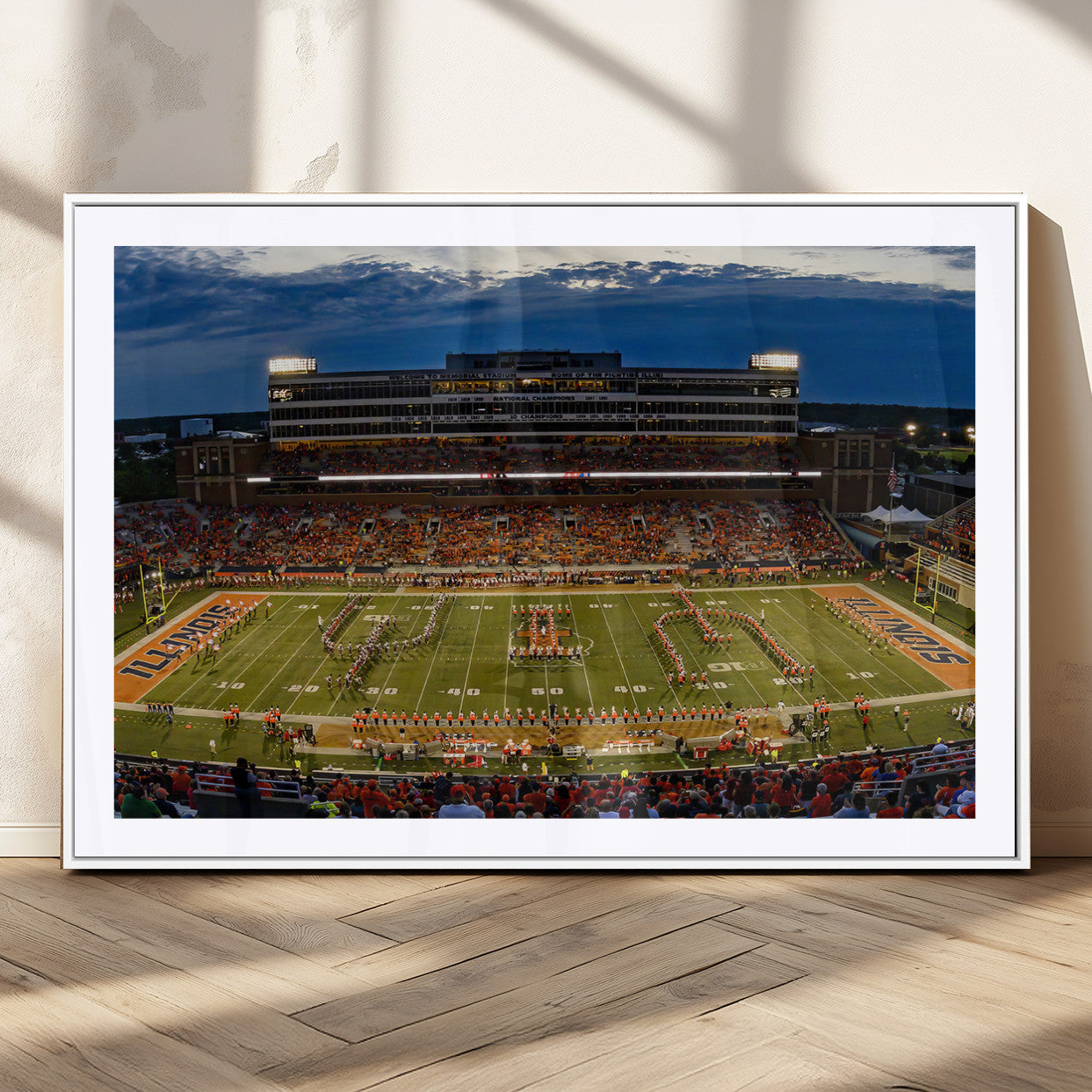 MGC-FP-36x24 - University of Illinois Fighting Illini Football Team Print - Champaign Illinois Memorial Stadium