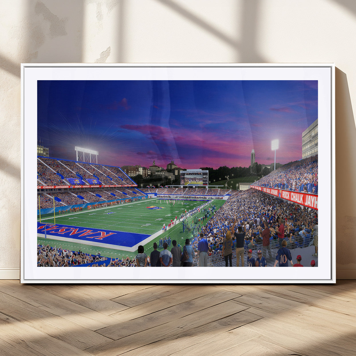 MGC-FP-36x24 - University of Kansas Jayhawks Football Team Print Canvas- Lawrence Kansas Memorial Stadium Wall Art