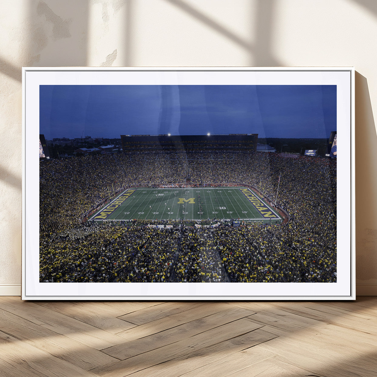 MGC-FP-36x24 - University of Michigan Wolverines Football Team Print - Ann Arbor Michigan Stadium Wall Art Canvas