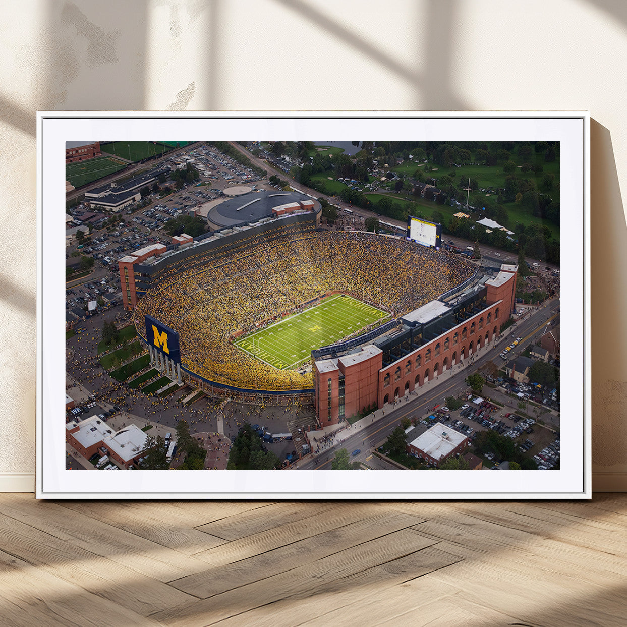MGC-FP-36x24 - University of Michigan Wolverines Football Team Print - Ann Arbor Michigan Stadium Wall Art Canvas