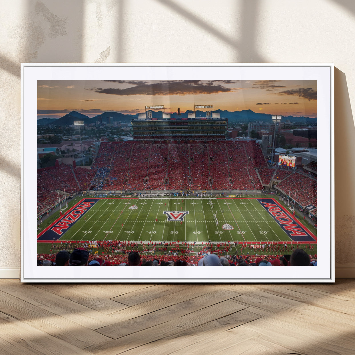MGC-FP-36x24 - Framed Arizona Wildcats Football Team Print - Tucson Arizona Stadium Wall Art Canvas Print
