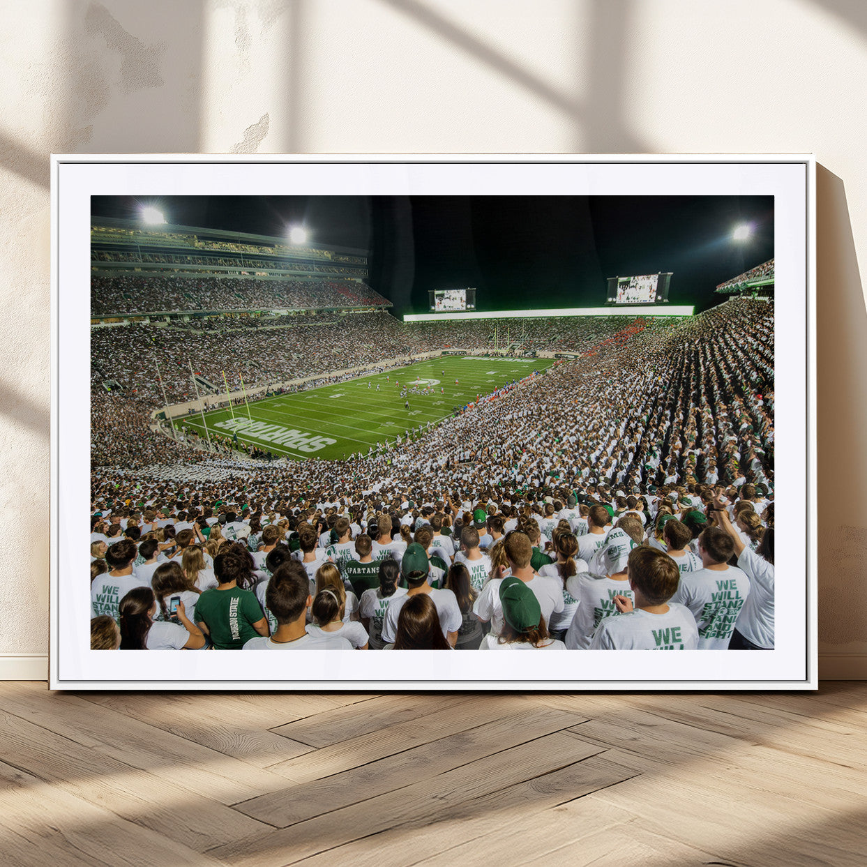 MGC-FP-36x24 - Michigan State Spartans Football Canvas Print - East Lansing Spartan Stadium Wall Art Canvas Print