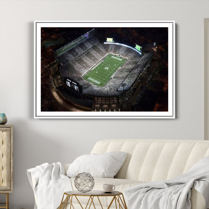 Michigan State Spartans Football Team Print - East Lansing Spartan Stadium Print Wall Art