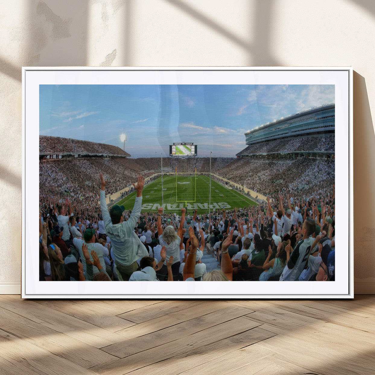 MGC-FP-36x24 - Michigan State Spartans Football Team Print - East Lansing Spartan Stadium Wall Art Canvas Print