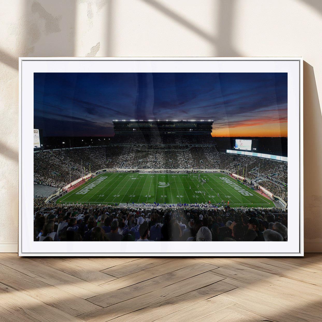 MGC-FP-36x24 - Michigan State Spartans Football Team Print - East Lansing Spartan Stadium Canvas Print
