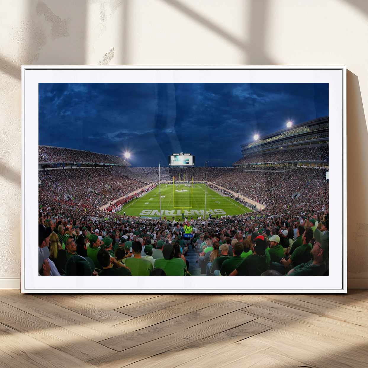 MGC-FP-36x24 - Michigan State Spartans Football Team Print - East Lansing Spartan Stadium Wall Art Canvas Print