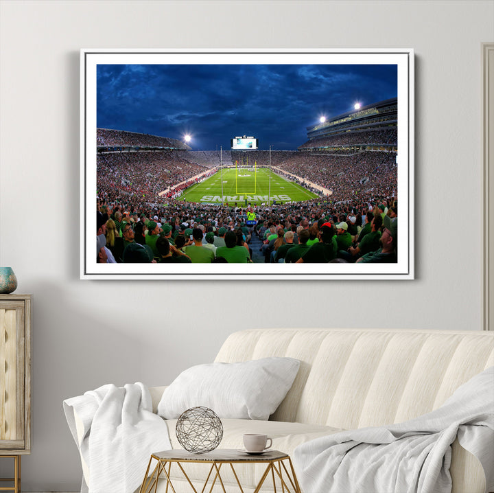 Michigan State Spartans Football Team Print - East Lansing Spartan Stadium Wall Art Canvas Print