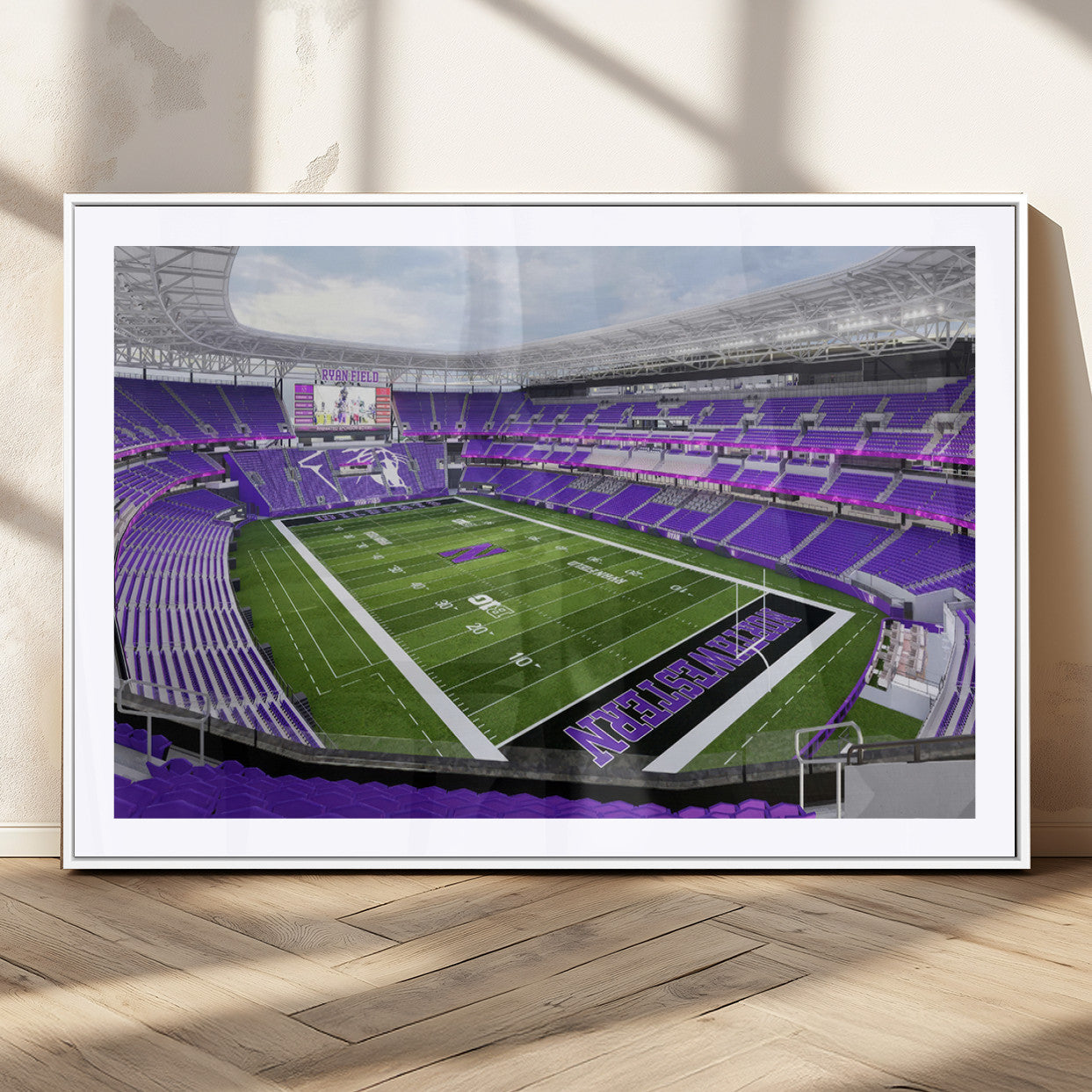MGC-FP-36x24 - Northwestern University Wildcats Football Team Print - Evanston Ryan Field Wall Art Canvas Print