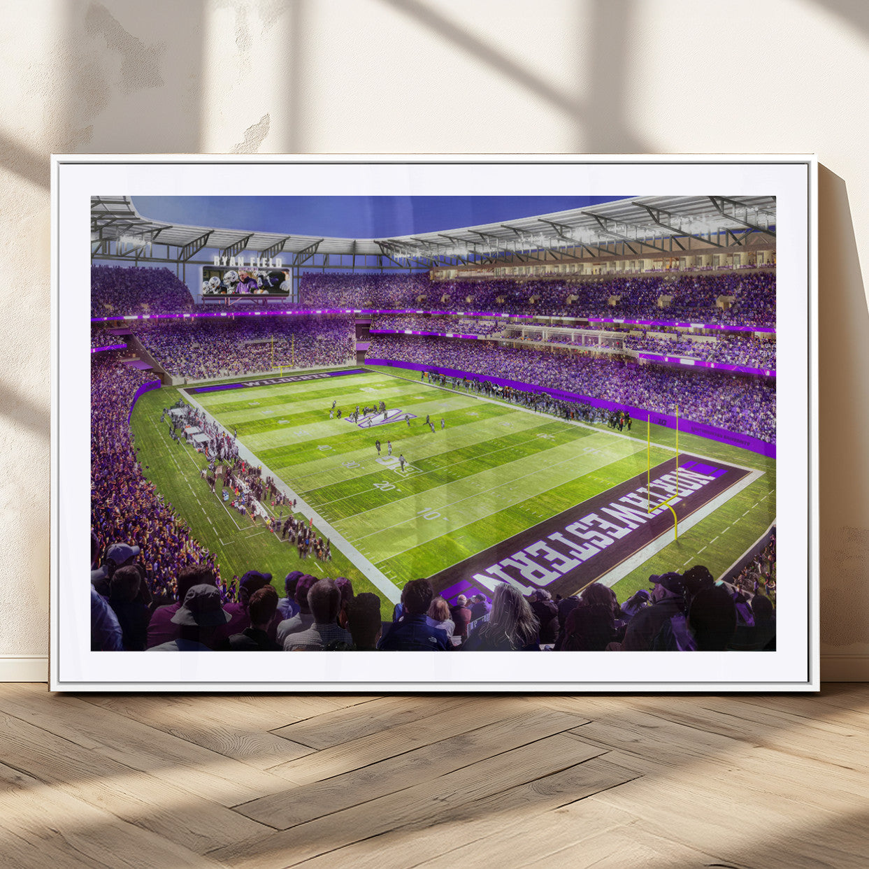 MGC-FP-36x24 - Northwestern University Wildcats Football Team Print - Evanston Ryan Field Wall Art Canvas Print