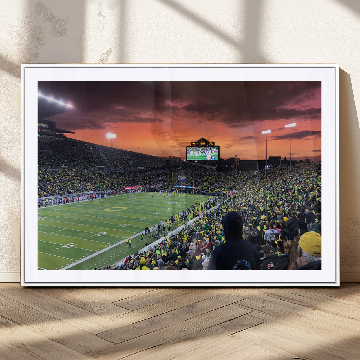 MGC-FP-36x24 - Eugene Autzen Stadium Canvas Wall Art Print – Sunset Over Iconic Football Field Wall Decor for Home