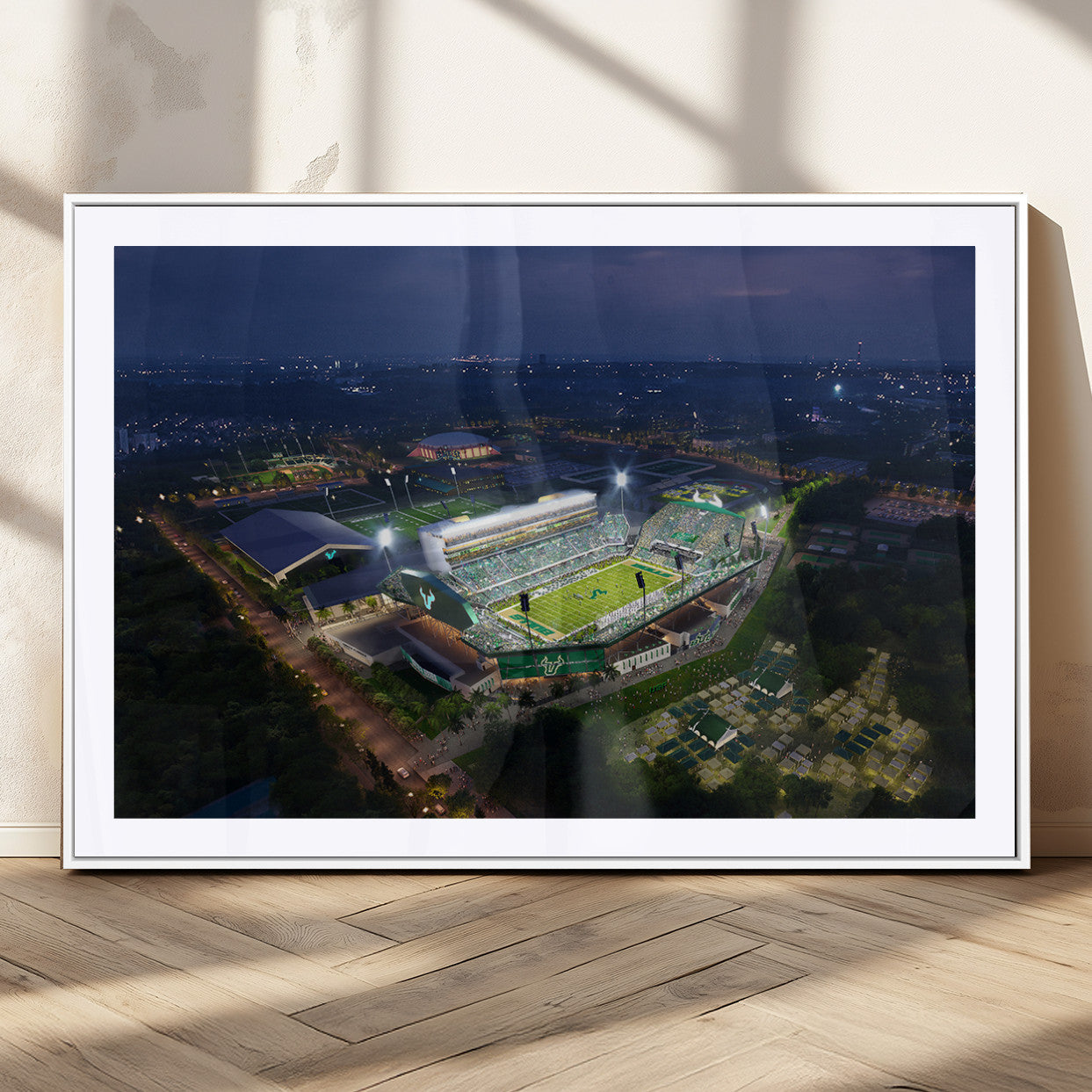 MGC-FP-36x24 - The University of South Florida Bulls Football Team Print - Tampa USF Football Stadium Wall Art Canvas Print