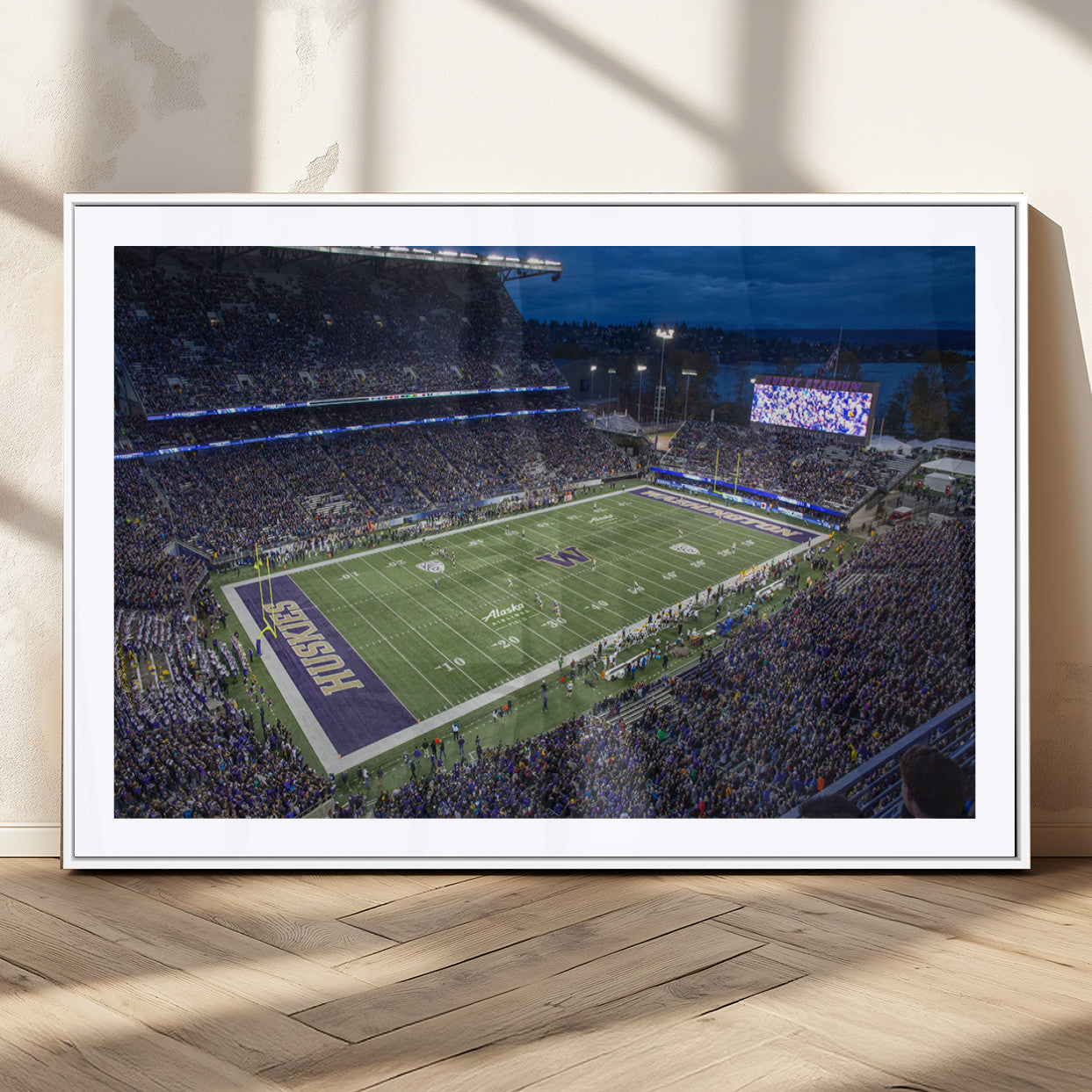MGC-FP-36x24 - The University of Washington Huskies Football Team Print - Seattle Husky Stadium Wall Art Canvas