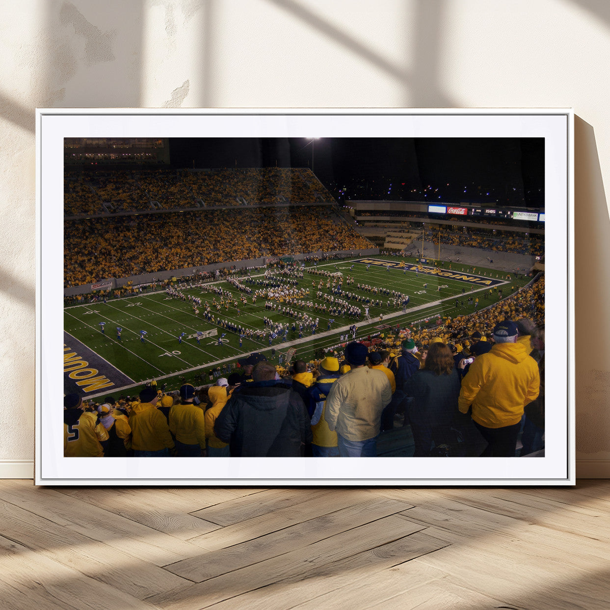 MGC-FP-36x24 - West Virginia Uni Mountaineers Football Team Print - Milan Puskar Stadium Canvas Print Wall Art,
