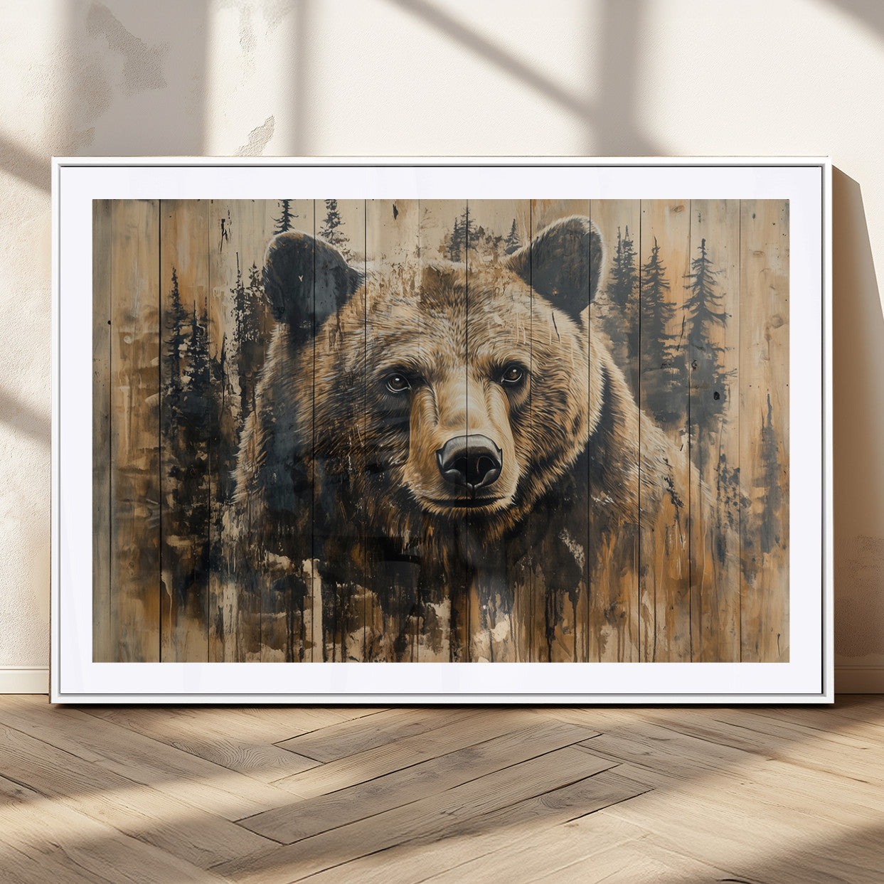 MGC-FP-36x24 - Majestic Grizzly 399 Bear Wall Art | 3-Panel Rustic Canvas Print for Living Room, Office, or Cabin
