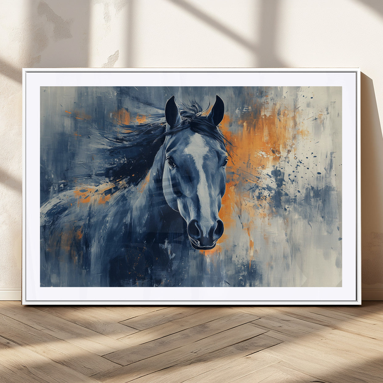 MGC-FP-36x24 - Abstract Blue Horse Wall Art Print Canvas | Horse Wall Art Print | Western Decor for Farmhouse |