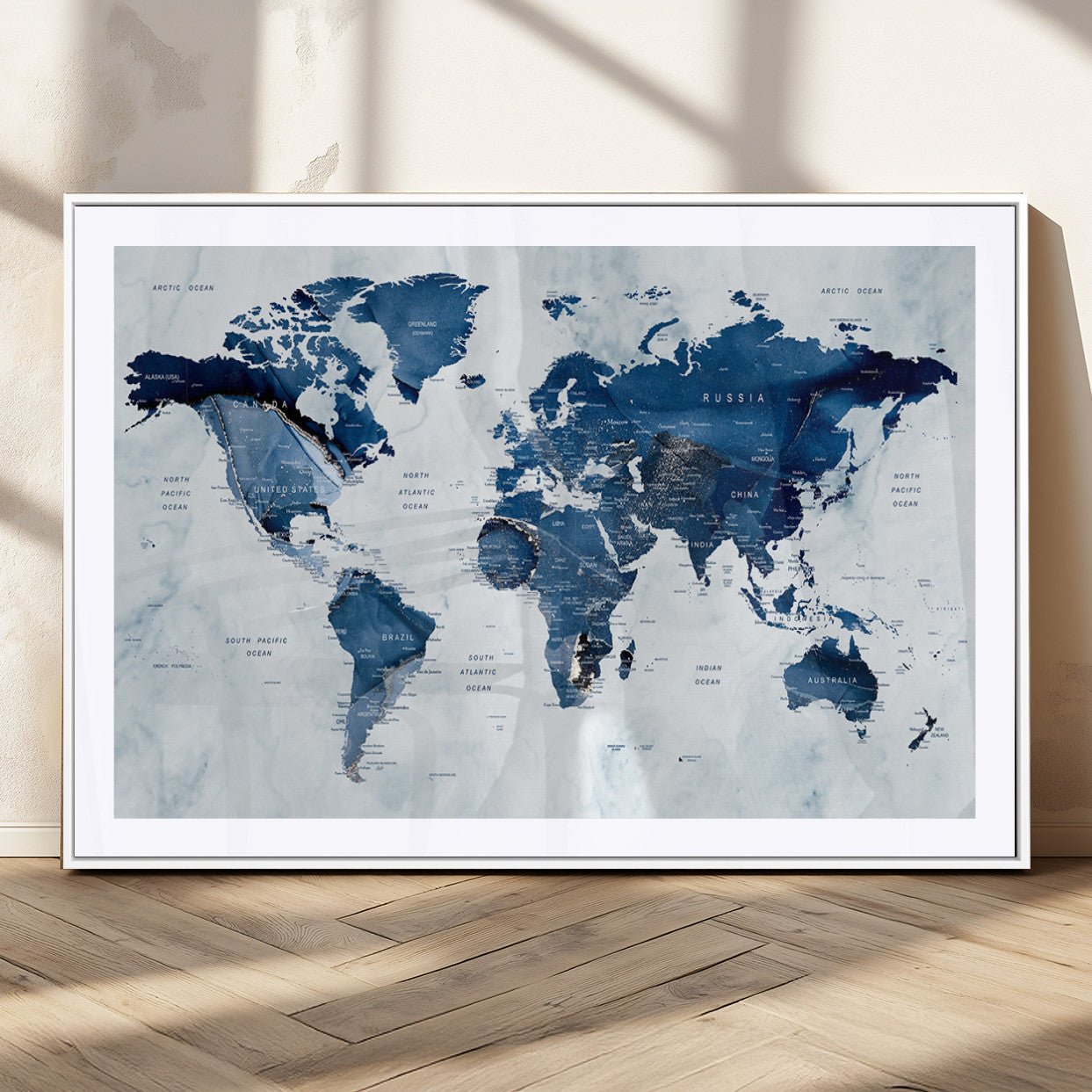 MGC-FP-36x24 - World Map Canvas Print – Framed Wall Art Home Adventure Decor