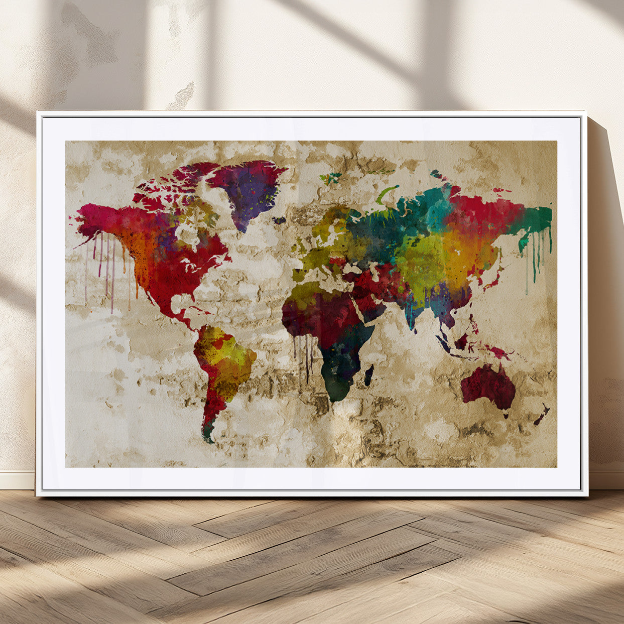 MGC-FP-36x24 - Push Pin World Map Canvas Print – Framed Wall Art for Couples to Track Their Travels – Anniversary