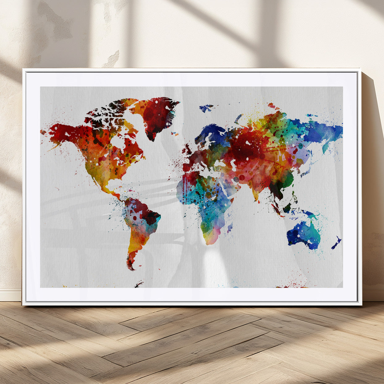MGC-FP-36x24 - Push Pin World Map Canvas Print – Framed Wall Art for Couples to Track Their Travels – Anniversary