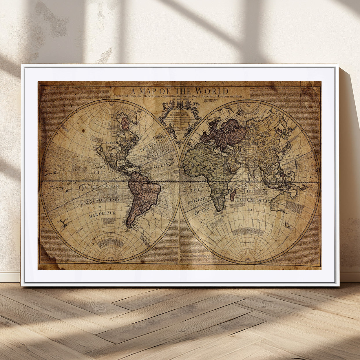 MGC-FP-36x24 - Push Pin World Map Canvas Print – Framed Wall Art for Couples to Track Their Travels – Anniversary