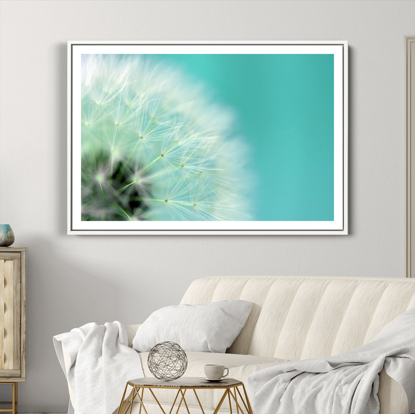 26056-MGC-FP-36x24_White-DANDELION Flower Wall Art Canvas Print, Canvas Dandelion Floral Wall Art