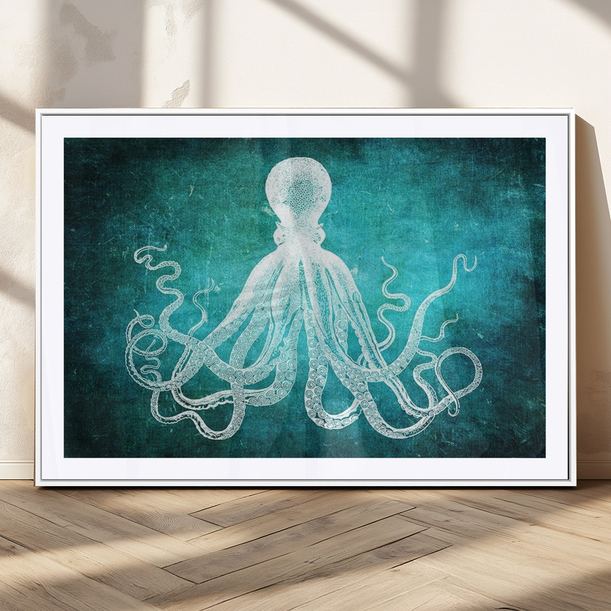 MGC-FP-36x24 - Green Octopus Abstract Wall Art Canvas Print