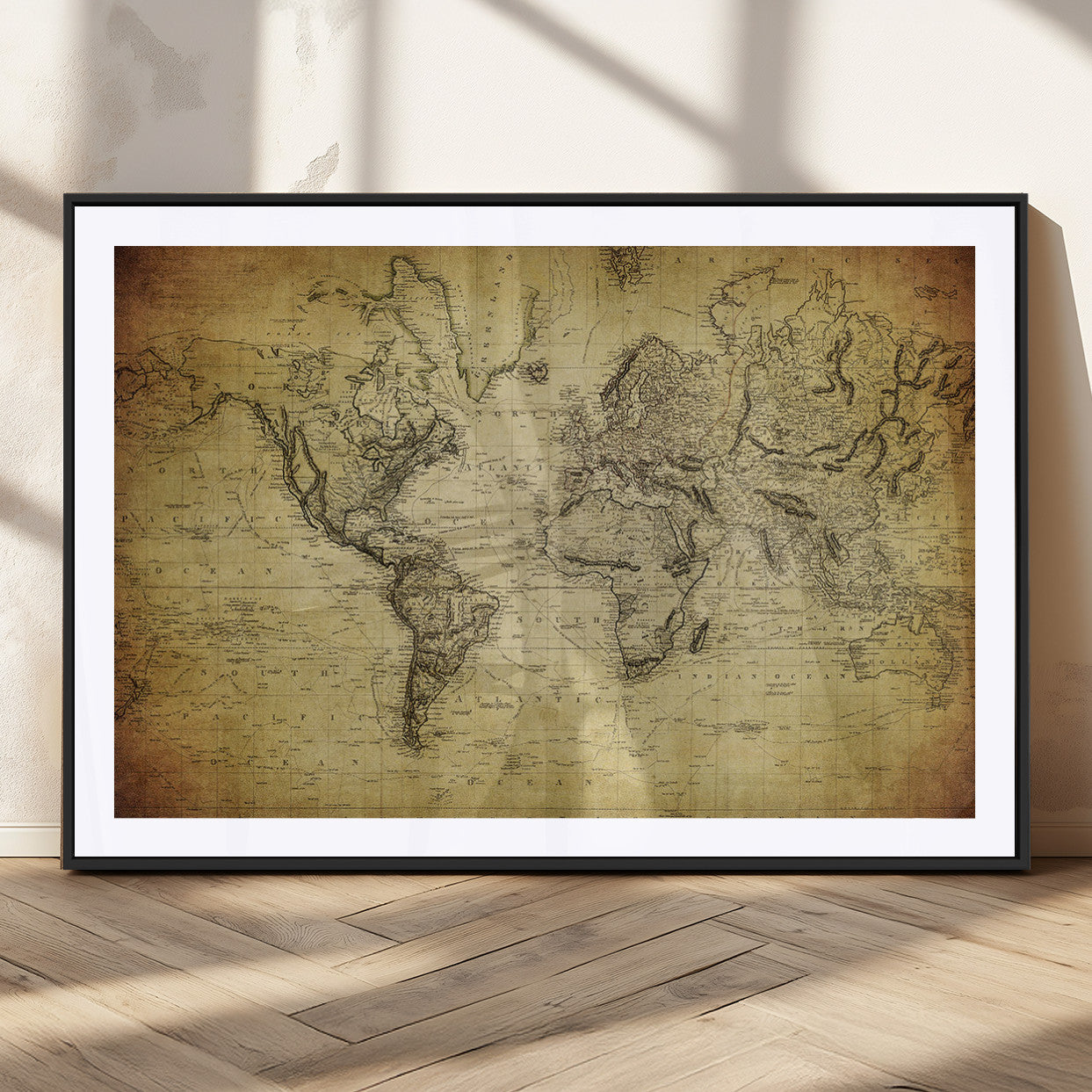 MGC-FP-36x24 - Push Pin World Map Canvas Print – Framed Wall Art for Couples to Track Their Travels – Anniversary
