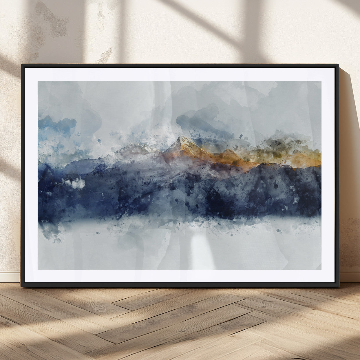 89149-MGC-FP-36x24_Black-Abstract Mountain Range Art Canvas Print | 3 Panel Watercolor Landscape for Living Room, Office, or Bedroom | Large Ready-to-Hang Artwork