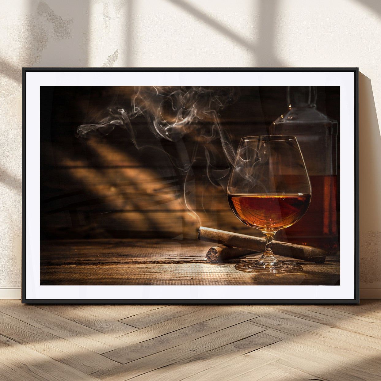MGC-FP-36x24 - Whiskey and Cigar Wall Art Canvas Print