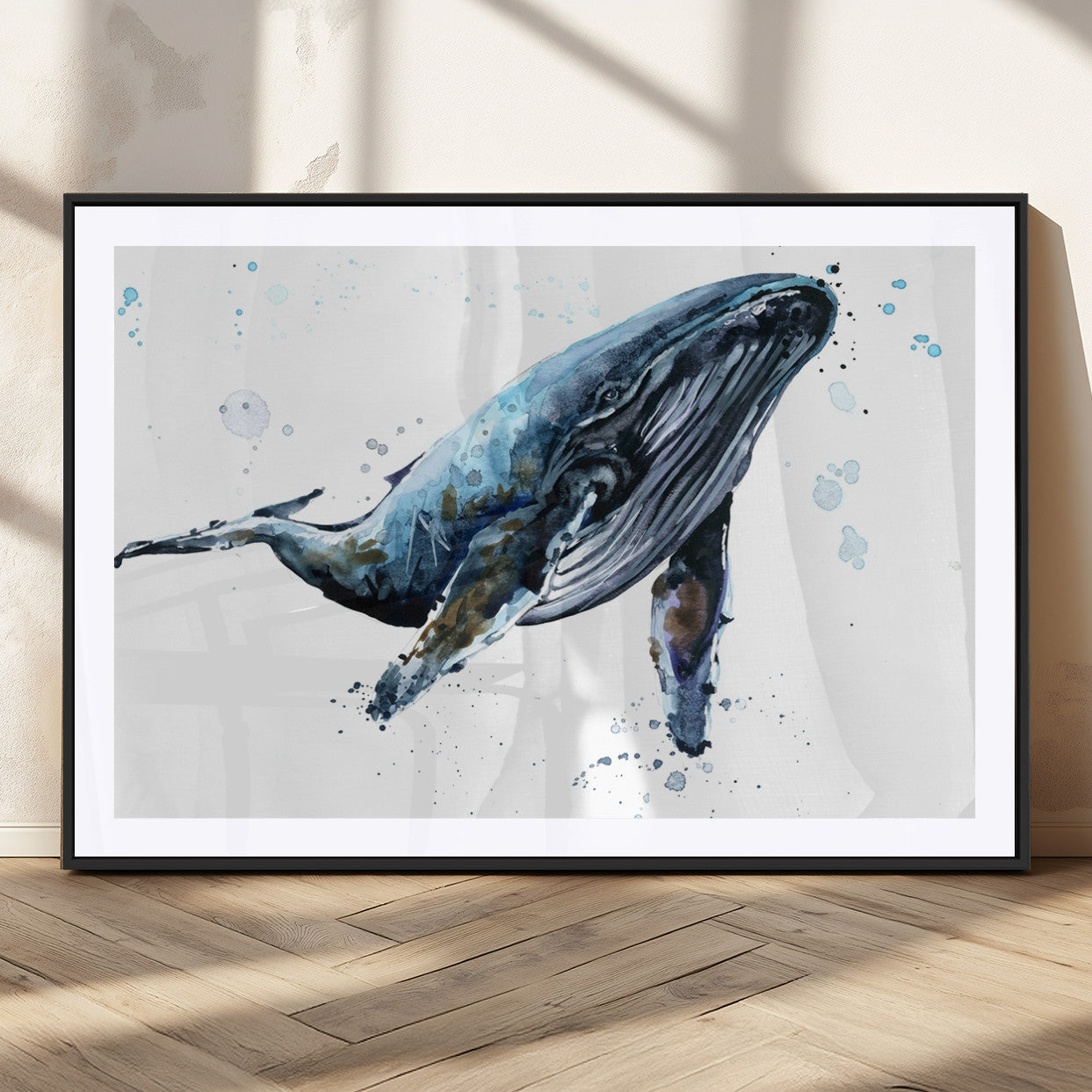 MGC-FP-36x24 - Watercolor Whale Wall Art Canvas Print