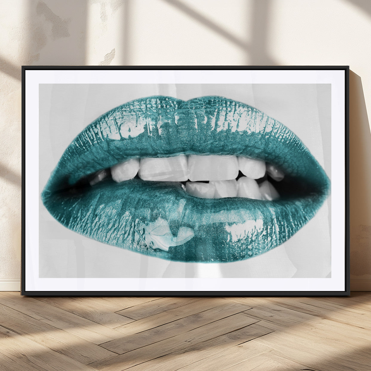 MGC-FP-36x24 - Blue Lips Wall Art Canvas Print