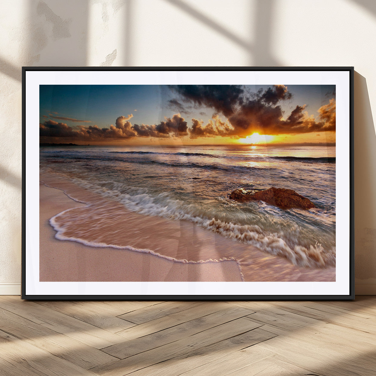 MGC-FP-36x24 - Sunset on Ocean Wall Art Canvas Print