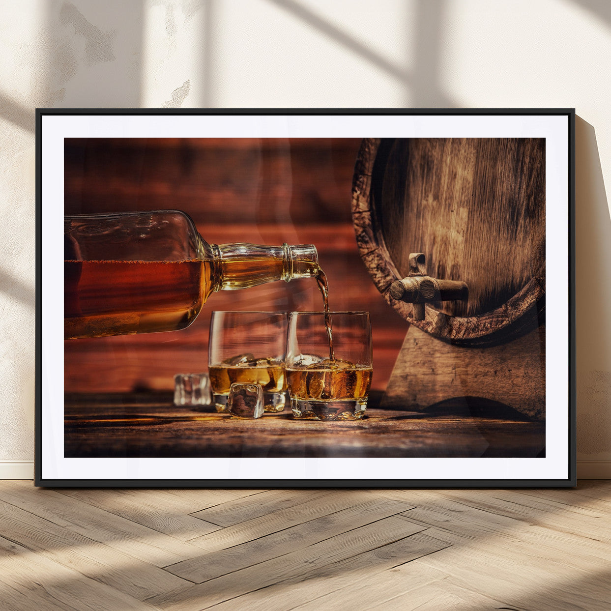 MGC-FP-36x24 - Whiskey and Cigar Canvas Wall Art | 3 Panel Bar Room Decor for Home Lounge, Office, or Man Cave |