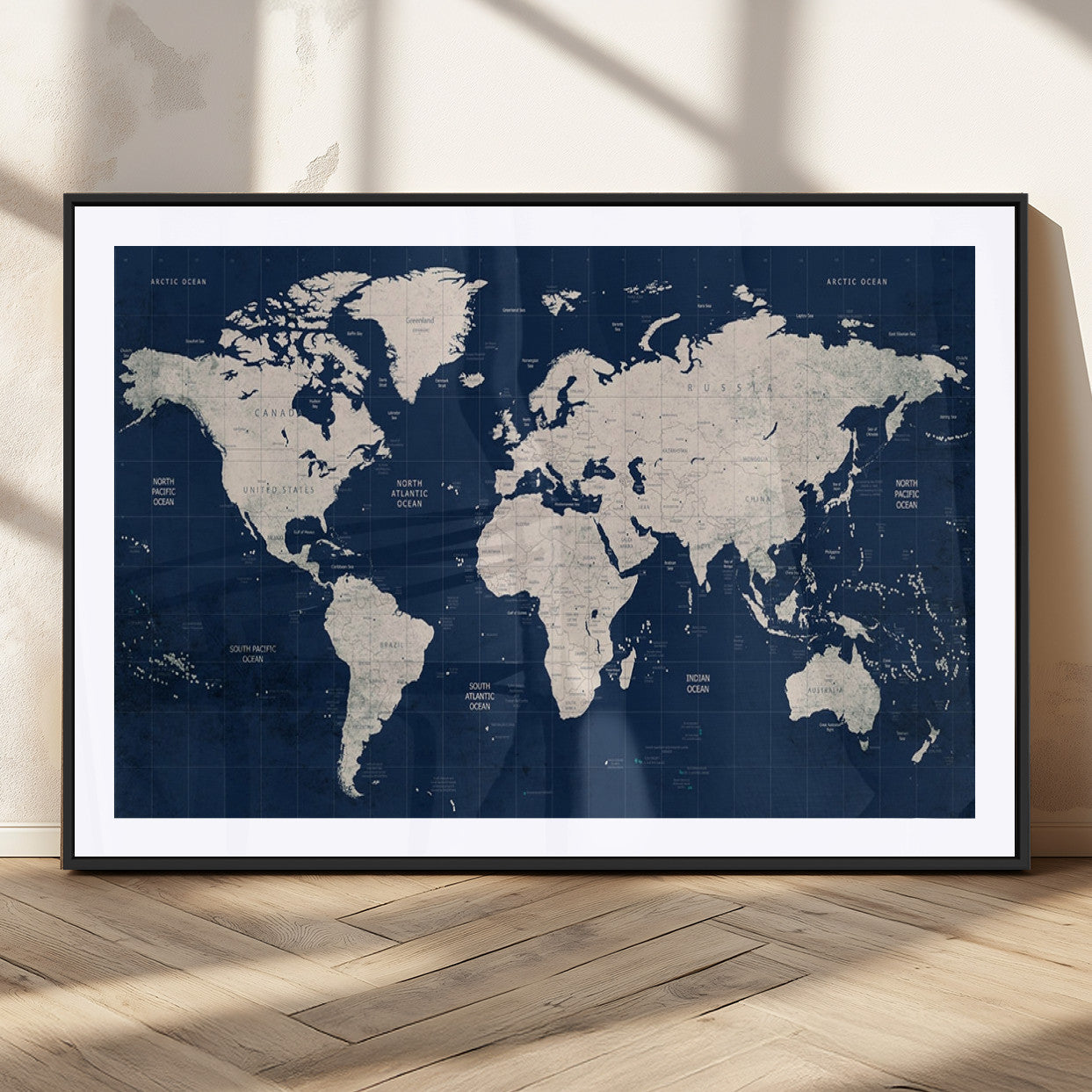 17866-MGC-FP-36x24_Black-Push Pin World Map Canvas Print – Framed Wall Art for Couples to Track Their Travels – Anniversary