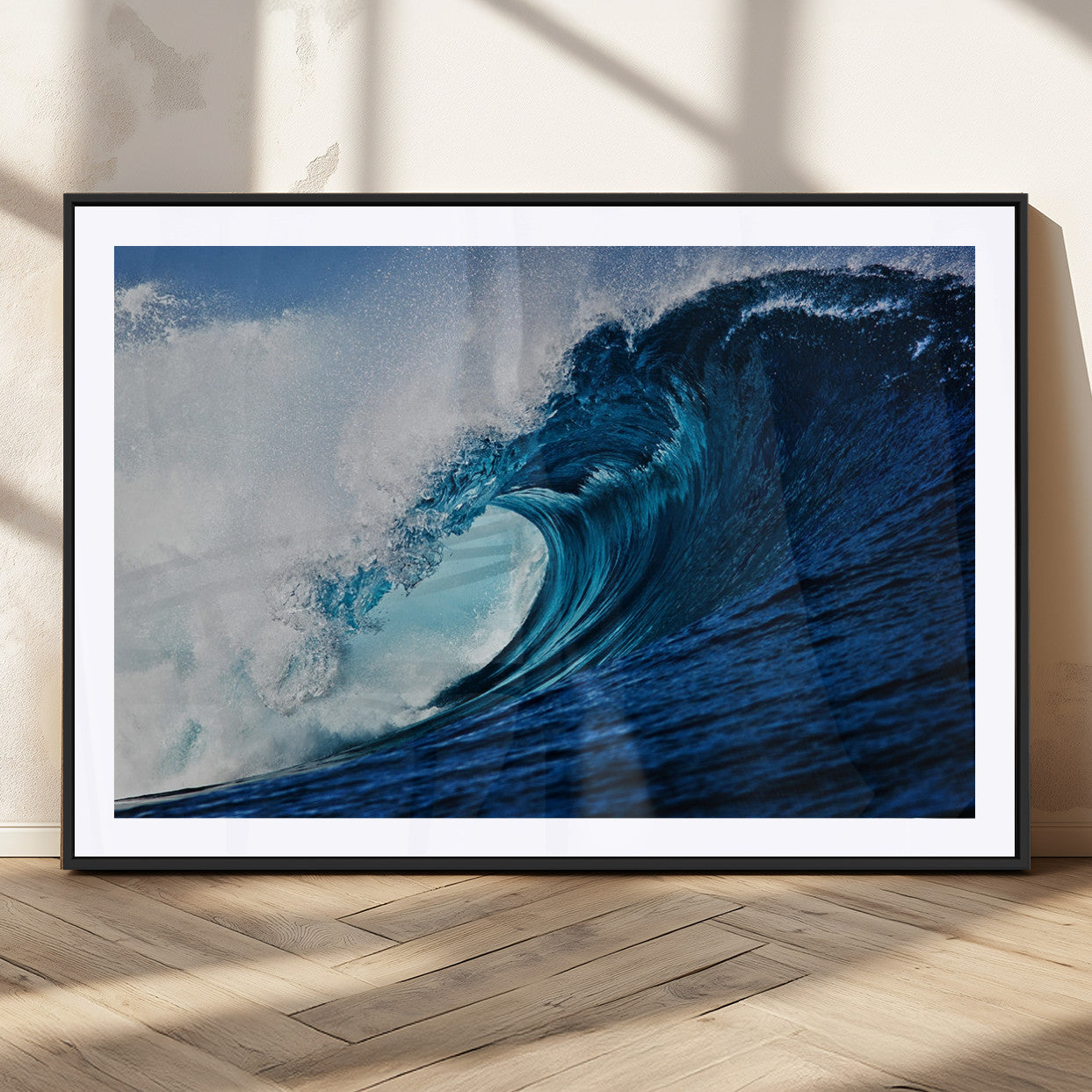 MGC-FP-36x24 - Ocean Wave at Sunset Canvas Art, Large Wall Print of Vibrant Water Waves, Coastal Art for Living