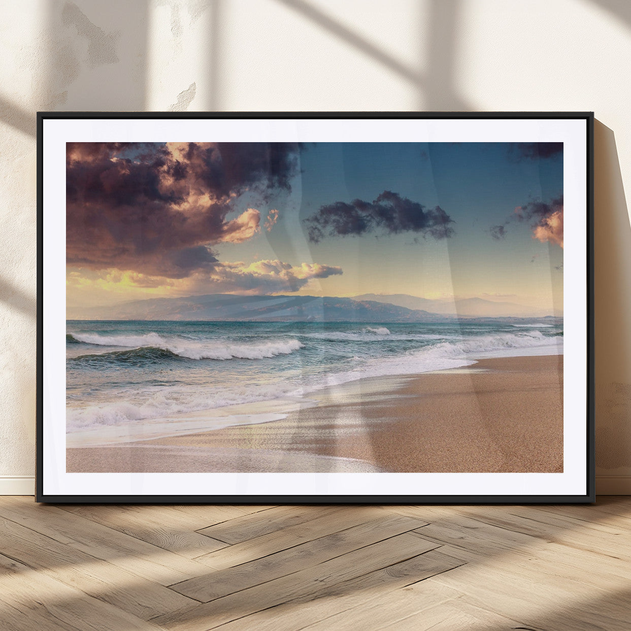 MGC-FP-36x24 - Cloudy Weather Beach Sunset Canvas Print | Sunrise Wall Art Canvas Print