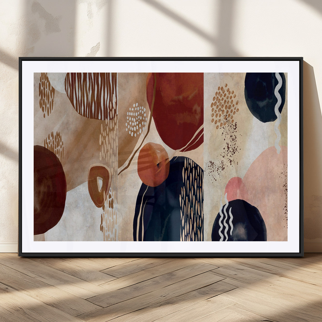 MGC-FP-36x24 - Boho Wall Art Canvas Print Set Mid-Century Prints Bohemian Wall Artwork Prints Boho Neutral