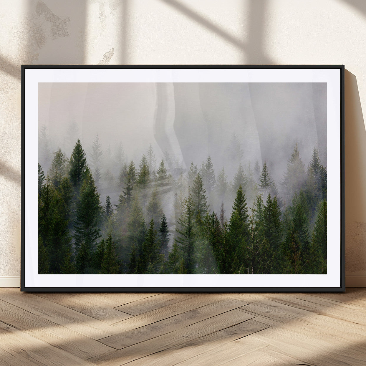 MGC-FP-36x24 - Forest Wall Art Canvas Print | Foggy Forest Wall Art | Pine Wood Forest Print