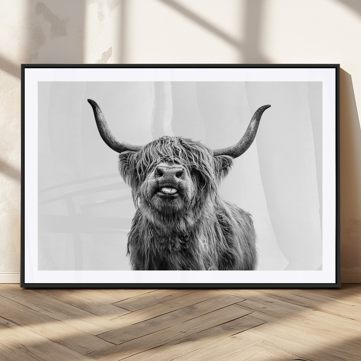 MGC-FP-36x24 - Fanny Scottish Highland Cow Cattle Art Print Farmhouse Wall Art Canvas Print