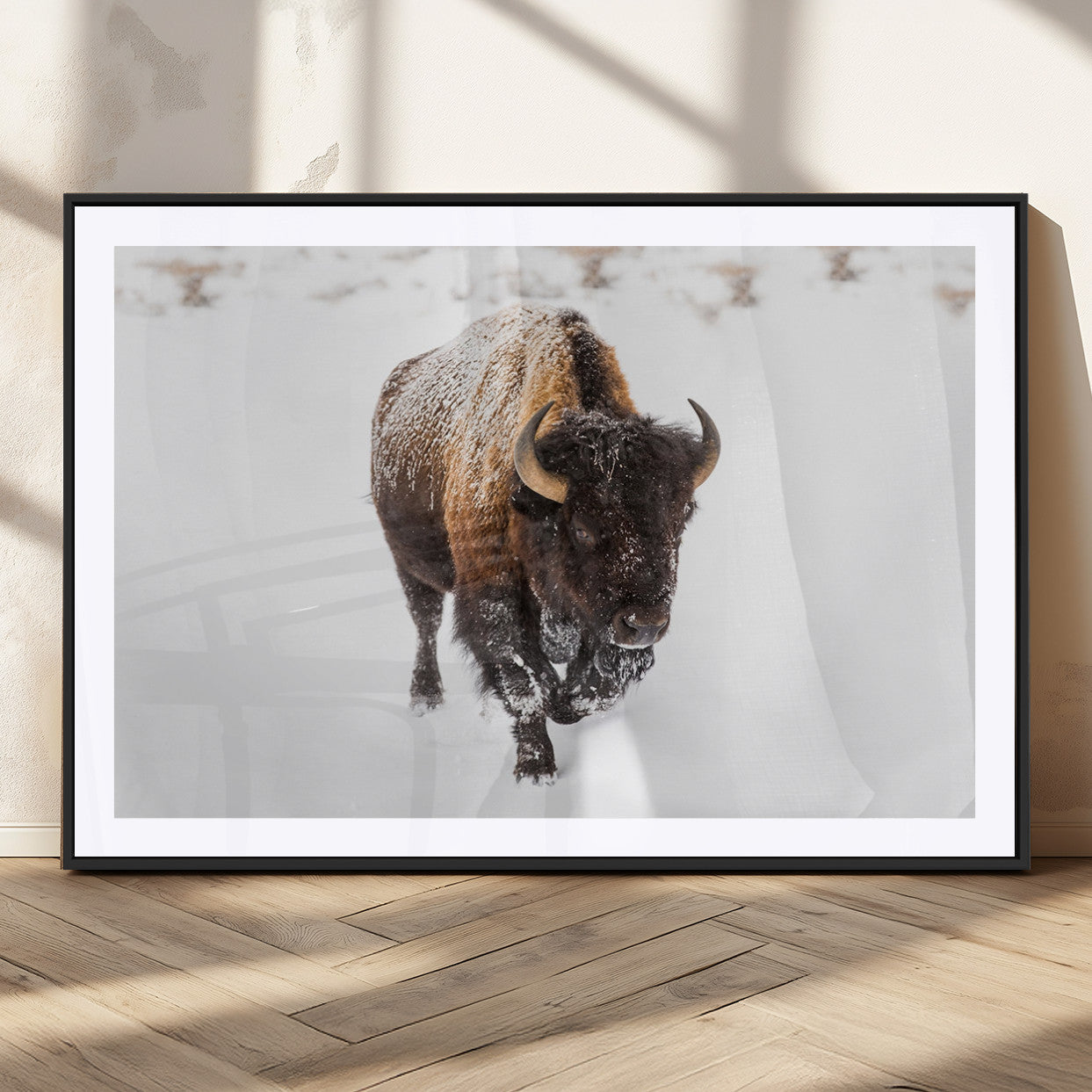 MGC-FP-36x24 - Bison Winter Wall Art Canvas Print For Farmhouse Decor