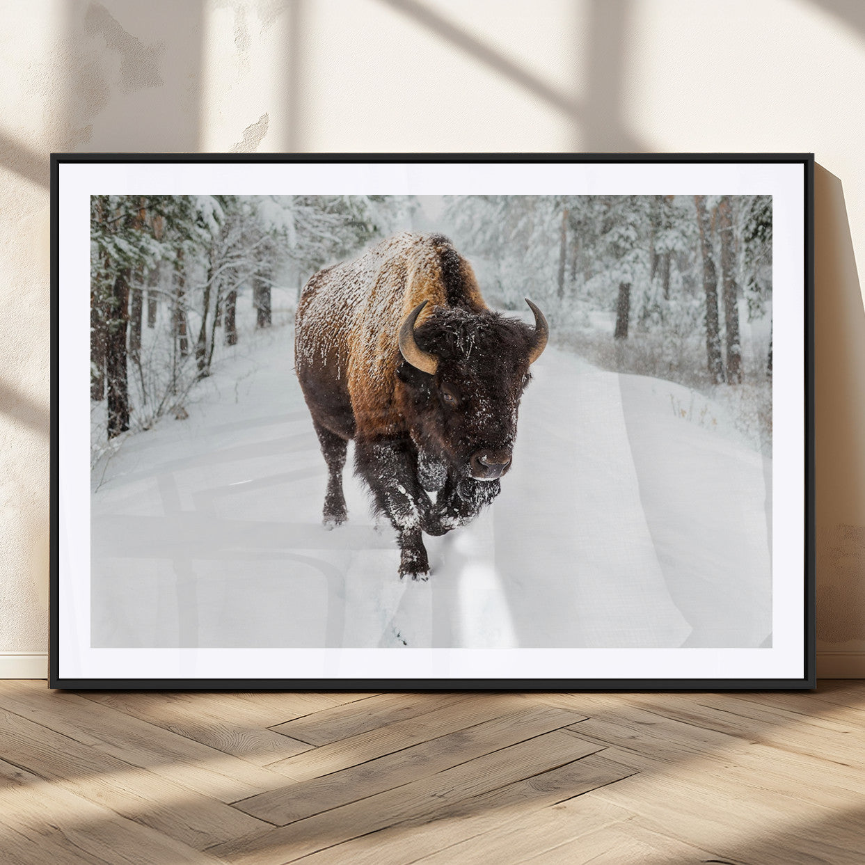 10109-MGC-FP-36x24_Black-Bison Wall Art Canvas Print For Farmhouse, Animal Canvas Print, Wild Animal Wall Art